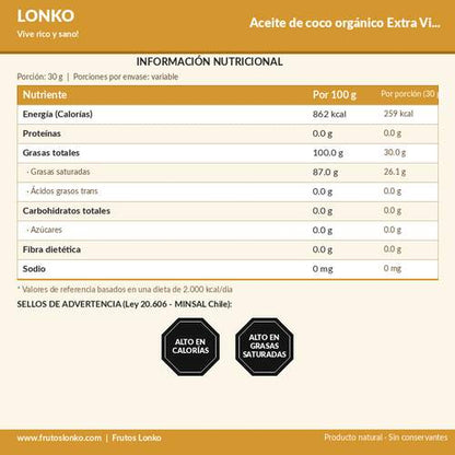 Aceite de coco orgánico Extra Virgen