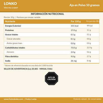 Ajo en Polvo 50 gramos