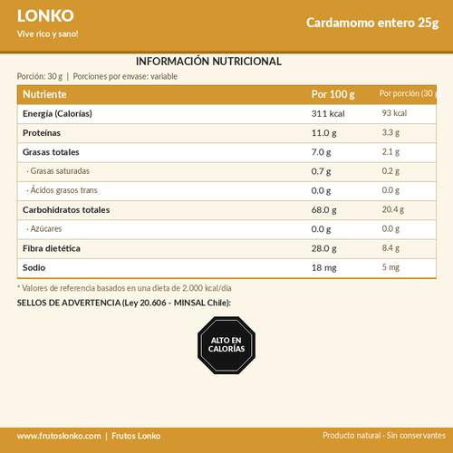 Cardamomo entero 25g