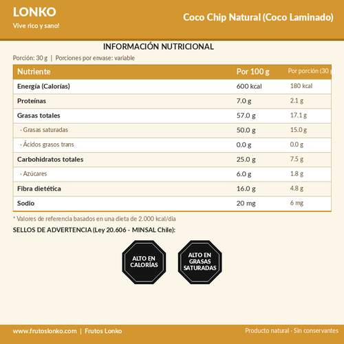 Coco Chip Natural (Coco Laminado) - Frutos Lonko (2)