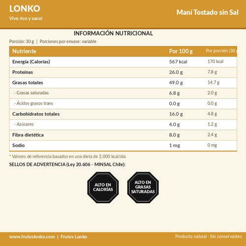 Maní Sin Sal - Frutos Lonko (2)