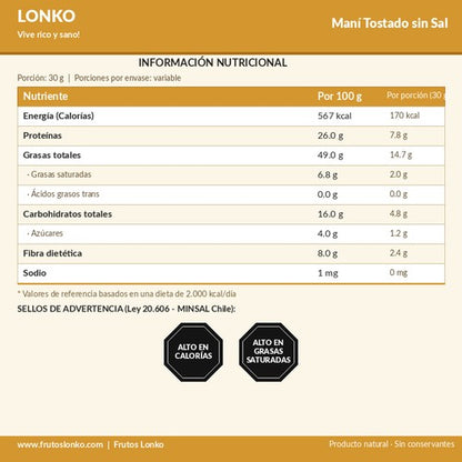 Maní Sin Sal - Frutos Lonko (2)