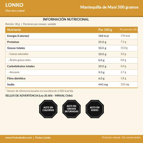 Mantequilla de Maní 500 gramos