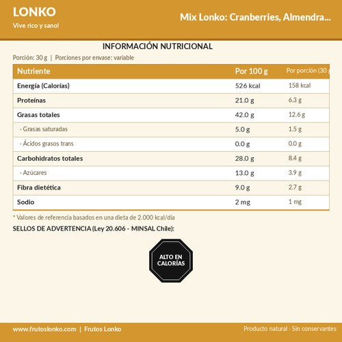 Pack Snacks de 40 gr. Mix Saludable Lonko - Frutos Lonko (2)