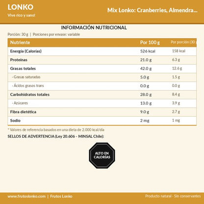 Pack Snacks de 40 gr. Mix Saludable Lonko - Frutos Lonko (2)