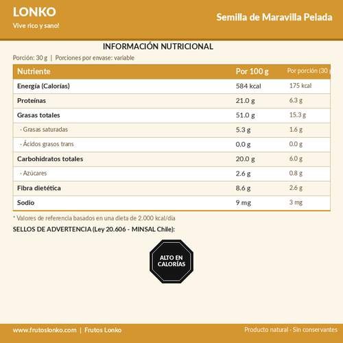 Semilla de Maravilla Pelada - Frutos Lonko (2)
