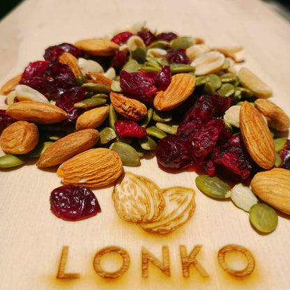Mix Lonko: Cranberries, Almendras, Pepa de Zapallo y Mani sin sal - Frutos Lonko