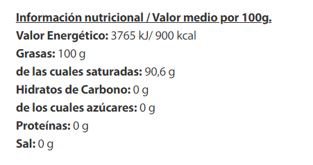 Aceite de coco orgánico Extra Virgen 500 Ml